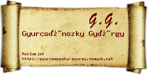 Gyurcsánszky György névjegykártya